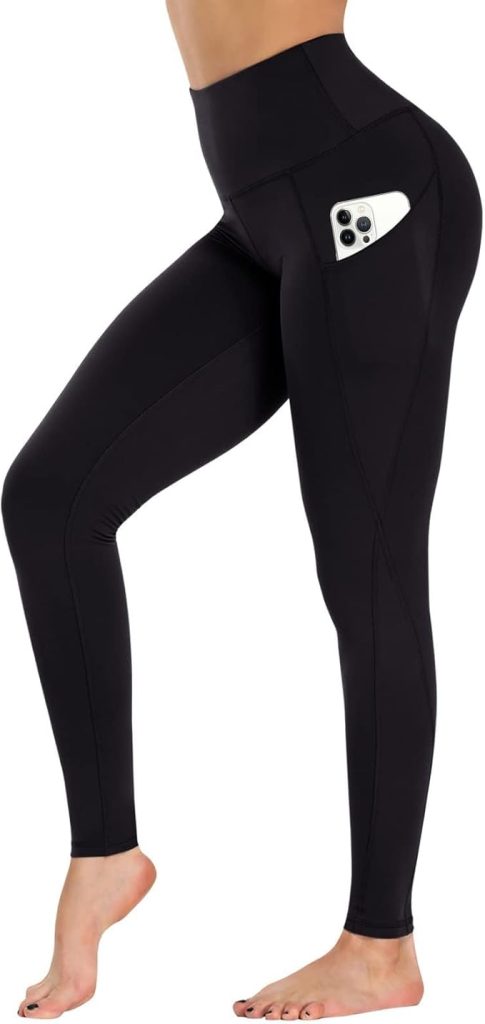 Black Compression Leggings with Pockets for Women