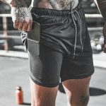 Men’s Black 2-in-1 Workout Running Shorts