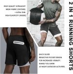 Men’s Black 2-in-1 Workout Running Shorts