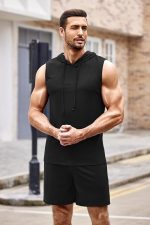 Men’s Sleeveless Hoodie Workout Set