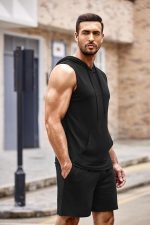 Men’s Sleeveless Hoodie Workout Set