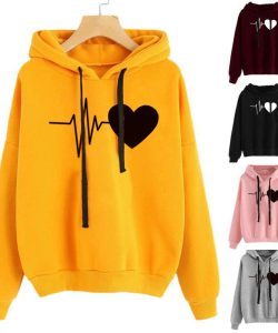 Heart Print Women's Hoodie - Streetwear Pullover