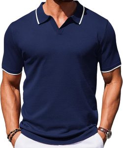 Men’s Navy Blue Polo Shirt - Casual Summer Golf Shirt